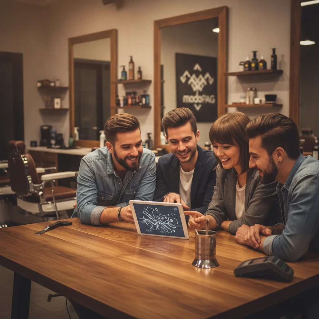 Imagem ilustrativa profissional para um artigo sobre: Gerador de Nomes para Barbearia | Crie Idei...